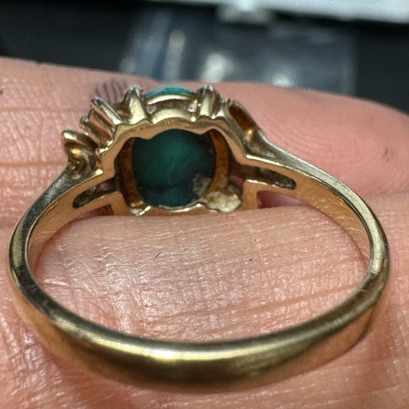 Vintage 10K Gold Quartz & Turquoise Ring 6 - Picture 9 of 12